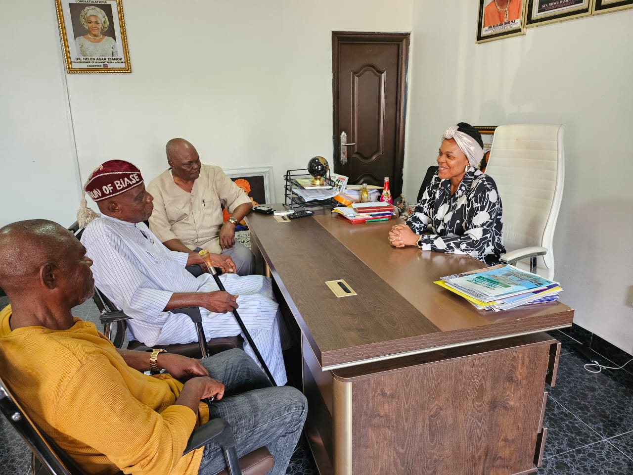 Biase LGA paramount ruler visits CRS commissioner for Humanitarian affairs
